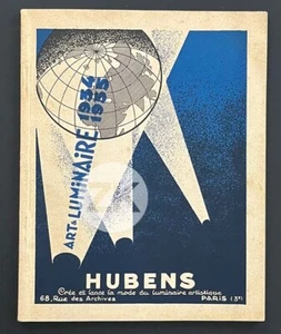 ART & LUMINAIRE HUBENS Lampe Lustre Lumière Art déco Catalogue 1934/35 - Picture 1 of 7