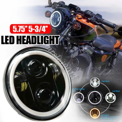 E-Geprüft 5.75'' LED Scheinwerfer 5-3/4" Hi/Lo DRL Projektor Für Harley Motorrad - Bild 1 von 4
