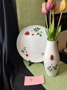 Kuchenteller mit Blumenvase Porzellan - Bild 1 von 5