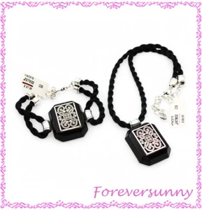 Conjunto de pulsera collar con cordón negro Brighton Facets bolsa - Imagen 1 de 4