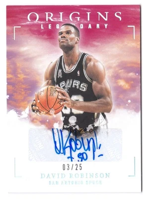 2020-21 Panini Origins David Robinson Auto #LA-DRB Legendary Autographs Red #/25 - Image 1 of 2