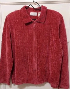 Vintage Alfred Dunner Damen Gr. XL rosa Full Zip Chenille Cardigan Pullover - Bild 1 von 4