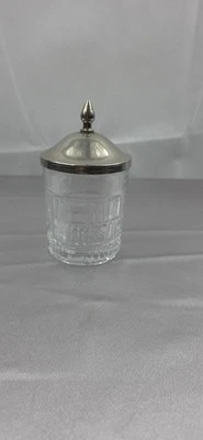 Crystal glass jam jar, silver-plated lid. - Image 1 of 4