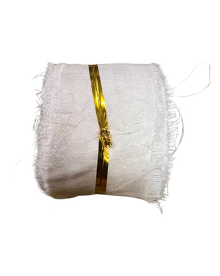 10 yards Cream Ivory (off white)shades Recycled Sari Silk Ribbon Yarn, Upcycled - Image 1 of 4