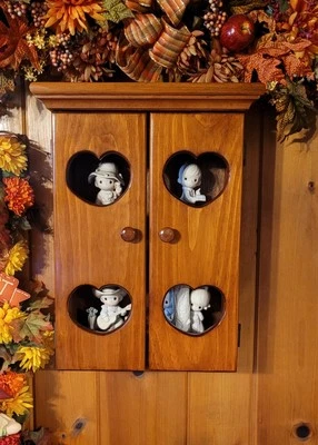 Vintage Wooden Wall Shelf With Heart Doors 2 Shelves Knick Knacks From Woodloft - Image 1 of 4