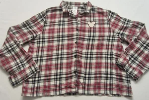 Walt Disney Mujer Negro/Rojo Franela Cuadros Mickey Botones y Parche Camisa Talla. XL - Imagen 1 de 13