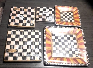 Lot of 5 Mackenzie Childs Festoonery Plates & Courtly Check Napkins NEW ~ Sealed - Picture 1 of 12