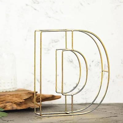 GOLD 8" tall 3D Metal Wire Letter D Party Wedding  Reception Backdrop Supplies - Image 1 of 4
