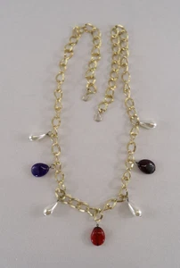 Cintura donna vintage tono oro catena pendente pietre finte regolabile 36" usata in ottime condizioni - Foto 1 di 11