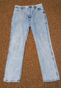 Rare Vintage Wrangler Men's Pin Stripe Acid Washed Jeans 80s Tag Size 36 x 34 - Picture 1 of 12