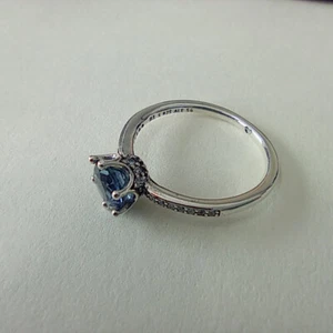PANDORA RING BLUE SPARKLING CROWN SOLITAIRE  - Picture 1 of 4