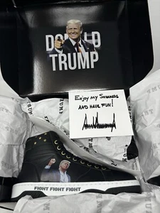 Trump High Tops Black Fight Fight Fight Sneakers Size M 9 Autograph Card 🔥 - Picture 1 of 5