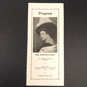 Original 1909 Steinway Piano Promotional Program Featuring MME. Schumann-Henk - Picture 1 of 3