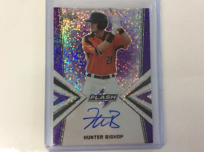 Hunter Bishop 2019 Leaf Flash Purple Auto card signed # 4/25 BA-HB1 - Image 1 of 3