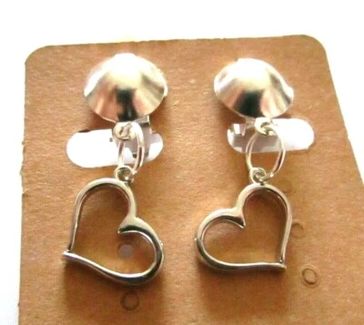 Ohrclips Clips silberf Herz Ohrringe zum Anklipsen ohne Ohrlöcher - Bild 1 von 3