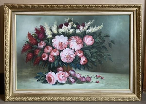 Vintage Floral Painting- Signed By R.Cox 30”x 42” - Picture 1 of 9