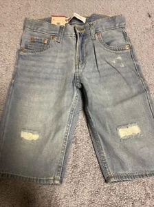 Levis Youth Distressed Denim Shorts - Adjustable Waistband- SIZE 16 - Light Blue - Picture 1 of 3