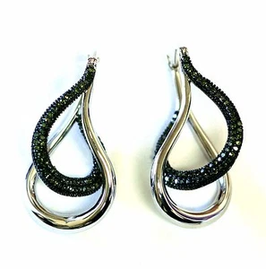 "Pendientes de aro de plata esterlina 925 de 0,75 quilates verde diamante abrazo elegantes 7,8 g 1" - Imagen 1 de 10