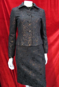 Victor Victoria Donna Italian Vintage bronze mix jacket skirt suit IT 42/UK 10 - Picture 1 of 17