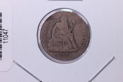 1863-S Seated Liberty Dime, Affordable Circulated Coin, Large Store Sale #11047 Cover