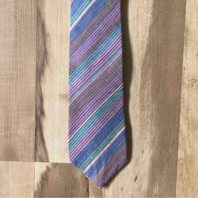 Corbata vintage a rayas pastel para hombre Preppy clásica diagonal rosa verde azul verano Foto 1 de 4