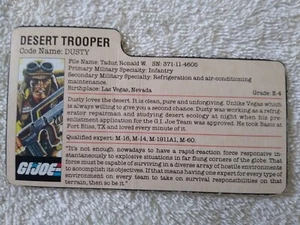 Figura de acción original GI Joe Dusty 3,75" tarjeta de archivo Hasbro - Imagen 1 de 2