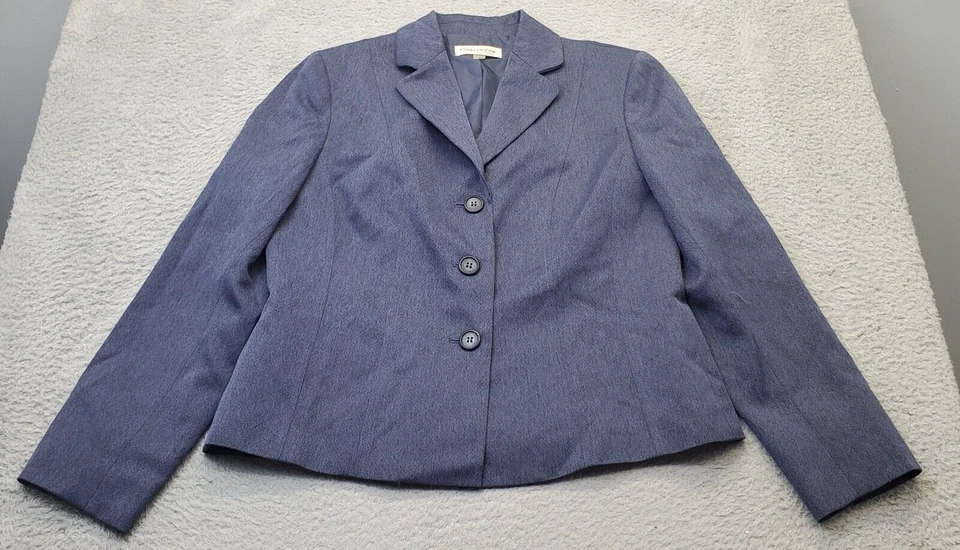 Chaqueta Blazer Evan Picone Mujer Talla 12 Azul Manga Larga Sencillo Pecho 3 Botones Foto 1 de 4