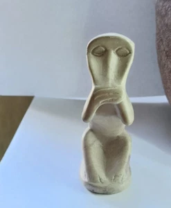 Vintage Figure Monkey signal don't speak Hand Carved marble Sculpture Decor 4" - Picture 1 of 9