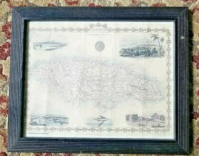 ANTIGUO MAPA DE JAMAICA GRABADO J RAPKIN TALLIS CORNWALL MIDDLESEX SURREY 1850 Foto 1 de 4