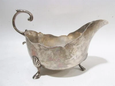 Barco de salsa Fattorini Son 1910 Birmingham eduardiano inglés plata esterlina Foto 1 de 4