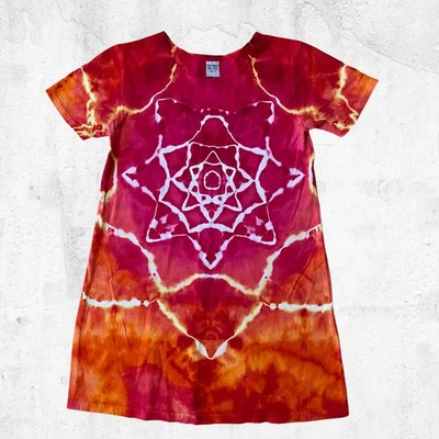 Vestido sin sol para niñas teñido de hielo - Vestido línea A tie dye - Hecho a mano (talla 10 para niños) Foto 1 de 4