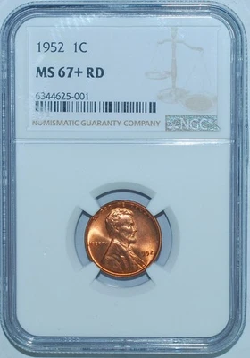 1952 NGC MS67+RD Red Lincoln Cent Tied For Finest Registry - Image 1 of 2