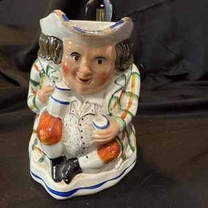 vintage early staffordshire Figural Toby Handled Pitcher 5 1/2x6 In - Picture 1 of 15