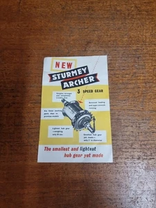 Vintage Sturmey Archer 3 Speed Hear Hub Leaflet Brochure Advertising - Picture 1 of 4
