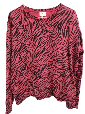 Sudadera Sundry Mujer Talla XL Roja Estampado Cebra Pullover Athleausure Lounge Foto 1 de 4