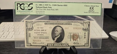 $10 1929 National Currency Fr#1801-2 Bank Note Of Saint Paul Minnesota 55PCGS - Image 1 of 2