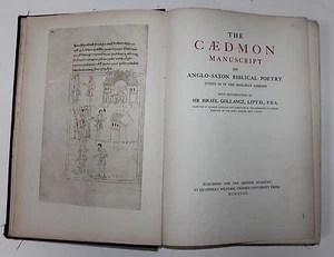 THE CAEDMON MANUSCRIPT OF ANGLO-SAXON BIBLICAL POETRY JUNIUS XI, OXFORD, 1927 - Imagen 1 de 12