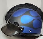 Super Seer Touring Custom Motorcycle helmet XL Blue Black Flames S1602V 