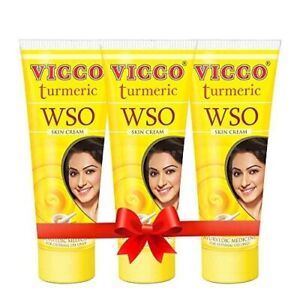 3 Pcs Vicco Turmeric WSO Ayurvedic Fairness Skin Cream 100% Natural 15g 30g 60g