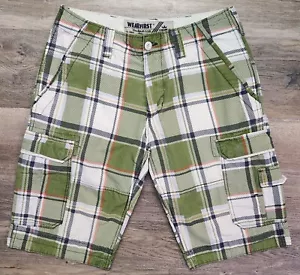 Vintage WearFirst Cargo Shorts Erwachsene 32 grün Grunge Y2K Skater Wandern kariert - Bild 1 von 7