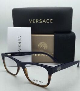 New VERSACE Rx-able Eyeglasses 3199 5118 53-17 Dark Blue Gradient Havana Frames