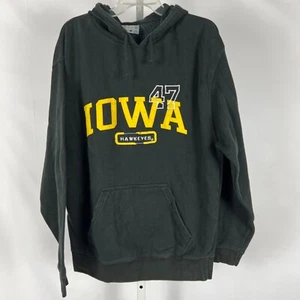 Iowa IA Hawkeyes Pullover Fleece Hoodie Jacket J America Sz L Black NCAA - Picture 1 of 4