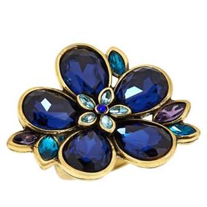 Heidi Daus Flower Show Crystal Ring Size 7 Blue Color
