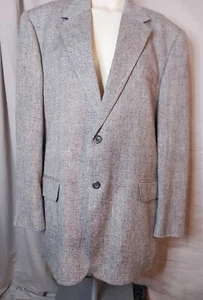 Savile Row Brown Gray Pepper Blazer 100%Silk 2 Button Lined Single Vent Mens 44R - Picture 1 of 12