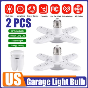 2X E27 LED Garage Light Bulb Deformable Ceiling Fixture Lights Workshop Lamp 28W - Picture 1 of 12