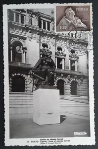1957 Portugal Almeida Garrett FDC Postcard ties $1 stamp canc Porto - Picture 1 of 2