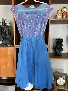Vintage 1950s Blue Party Dress - Picture 1 of 5