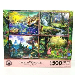 Disney Parks Thomas Kinkade 4-In-1 Princesses Four 500pc Puzzles 18" x 14"  - Picture 1 of 10