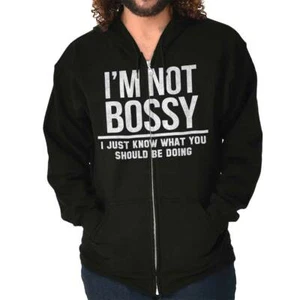 Not Bossy Funny Sarcastic Gym Workout Gift Sweatshirt Zip Up Hoodie Men Women - Picture 1 of 10
