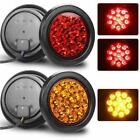4inch Red+White Round 16-LED Truck Trailer Stop Turn Signal Tail Brake Lights US